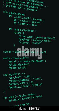 Cyan AI Data Stream Code Vertical Screen Illustration Stock Vector