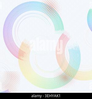 Minimal geometric ring composition with pale transparency effects and decorative dotted texture Stock Vector