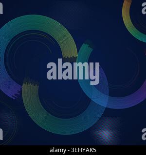 Minimal geometric ring composition with pale transparency effects and decorative dotted texture Stock Vector