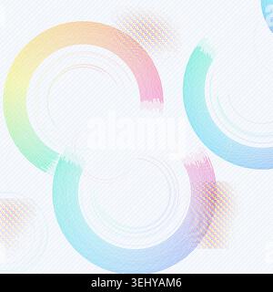 Minimal geometric ring composition with pale transparency effects and decorative dotted texture Stock Vector