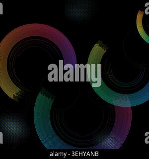 Minimal geometric ring composition with pale transparency effects and decorative dotted texture Stock Vector