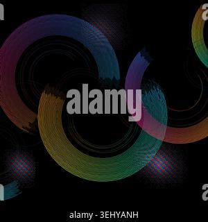 Minimal geometric ring composition with pale transparency effects and decorative dotted texture Stock Vector