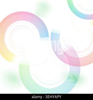 Minimal geometric ring composition with pale transparency effects and decorative dotted texture Stock Vector