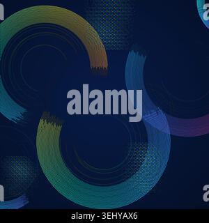Minimal geometric ring composition with pale transparency effects and decorative dotted texture Stock Vector