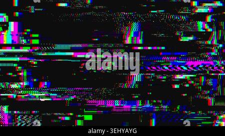 Abstract digital glitch background with colorful pixel distortion, noise and signal interference Stock Vector