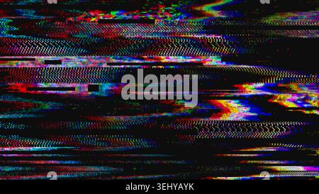 Abstract RGB glitch background with VHS scanlines, digital distortion and colorful signal interference Stock Vector