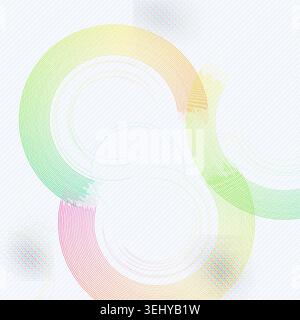 Minimal geometric ring composition with pale transparency effects and decorative dotted texture Stock Vector