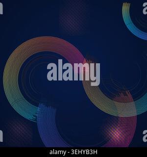 Minimal geometric ring composition with pale transparency effects and decorative dotted texture Stock Vector