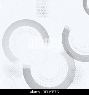 Minimal geometric ring composition with pale transparency effects and decorative dotted texture Stock Vector