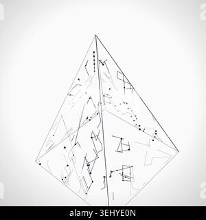 Abstract futuristic pyramid structure rendered as a clean geometric network background Stock Vector