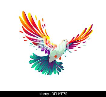 The colorful bird of peace, the dove. hand drawing. Not AI. Vector illustration Stock Vector