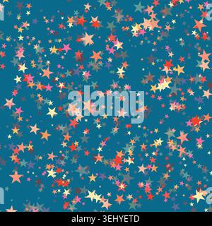 Bright Color stars confetti background. Splash effect banner. Vector abstract illustration with blurred drops of rain for wallpaper, wrapping paper Stock Vector