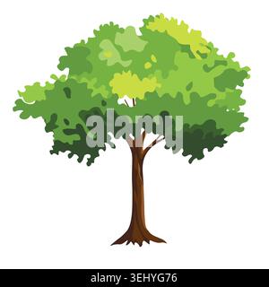 Realistic green tree. Isolated icon on white background. Spring tree for your design. Vector symbol sign. Plants, landscape design. Eco idea concept Stock Vector