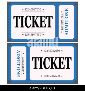 Vector empty ticket template. Isolated modern coupon mockup for travelling, movie, theater, airplane. Blank white tickets, icon. Concert, festival Stock Vector
