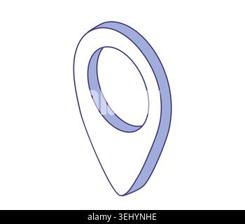 Geolocation sign, isometric icon, line art vector illustration for maps, navigation apps, GPS tracking, location services. Stock Vector