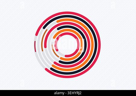 Vibrant circular composition built from bold rounded ring segments Stock Vector