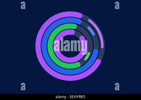 Vibrant circular composition built from bold rounded ring segments Stock Vector