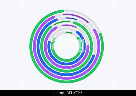 Vibrant circular composition built from bold rounded ring segments Stock Vector