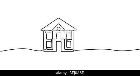 Corporate Headquarters: Minimalist Continuous Line Drawing of Office Building Stock Vector