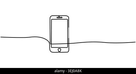Minimalist Hand Drawn Continuous Line Art Smartphone Mobile Technology Icon Vector Illustration Stock Vector