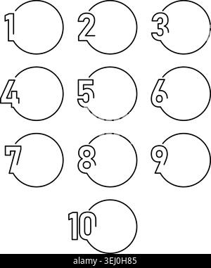 Numbered Circle (1 to 10) Frame Set Vector Illustration Stock Vector