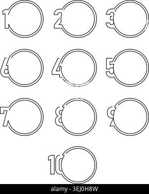 Numbered Circle (1 to 10) Frame Set Vector Illustration Stock Vector