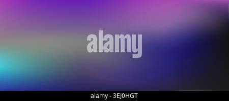 A wide, cinematic panoramic banner featuring a moody and dark gradient background shifting from deep purple and violet to dark blue and subtle teal Stock Vector