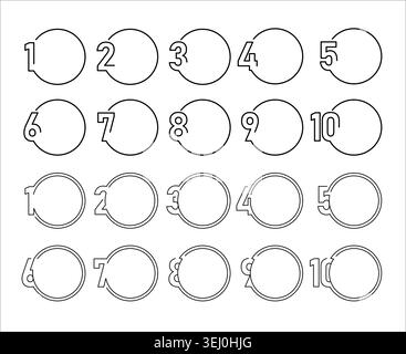 Numbered Circle (1 to 10) Frame Set Vector Illustration Stock Vector