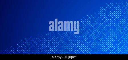 Blue neon circuit corner pattern background. Abstract glowing electronic technology effect wallpaper. Digital tech backdrop for computer chip, motherboard, processor or ai concept. Vector illustration Stock Vector