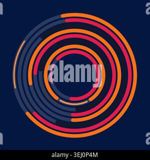 Vibrant circular composition built from bold rounded ring segments Stock Vector