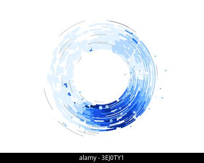 Concentric circular tech segments with dynamic blue glow accents Stock Vector