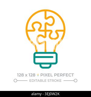 Jigsaw lamp two color line icon Stock Vector