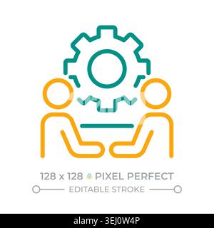 Strategy meeting two color line icon Stock Vector