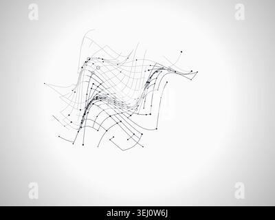 Abstract futuristic 3D wave terrain rendered as a clean geometric network background Stock Vector