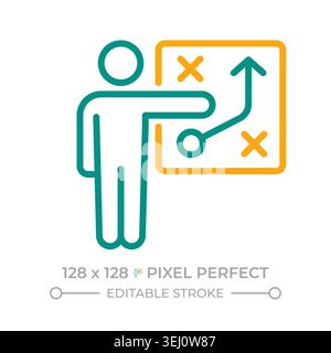 Strategy presentation two color line icon Stock Vector