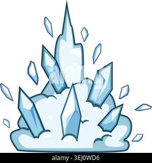 Ice crystals exploding magic blast effect Stock Vector
