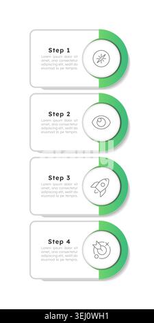 Change management rounded green vertical infographic 4 steps Stock Vector