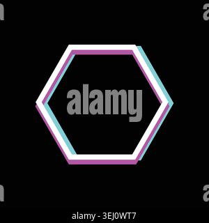 Glitch hexagonal frame with digital effect background Stock Vector
