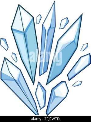 Ice blast frozen crystal shards exploding concept Stock Vector