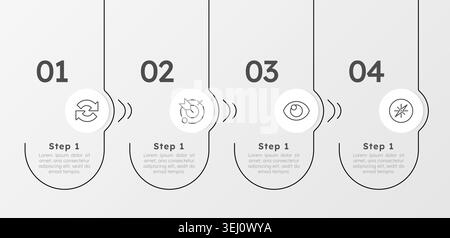 Change management timeline rounded structure infographic 4 steps Stock Vector