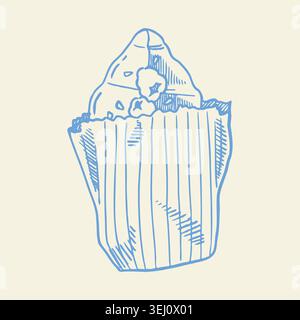 Hand Drawn Croissant in Paper Pack Sketch Vector Illustration for Bakery Logo Stock Vector