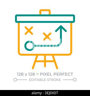 Board with business tactic scheme two color line icon Stock Vector
