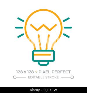 Glowing lightbulb two color line icon Stock Vector