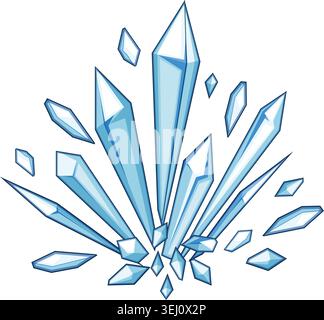 Frozen ice shards blasting, breaking apart, cool explosion Stock Vector