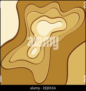 Layered paper cut abstract topography waves background Stock Vector