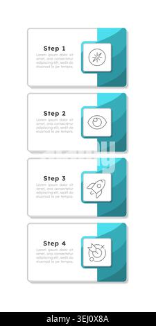 Change management rectangle green vertical infographic 4 steps Stock Vector
