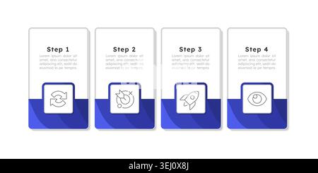 Change management rectangle blue horizontal infographic 4 steps Stock Vector