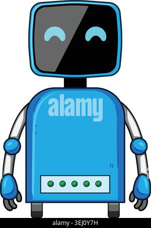 Cute blue robot character mascot digital technology Stock Vector