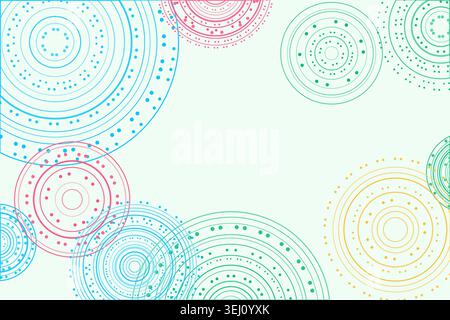 Abstract background made from overlapping concentric circle groups with subtle flattened transparency colors Stock Vector