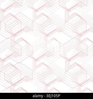 Clean geometric labyrinth background with repeated angular maze lines and subtle layered spacing Stock Vector